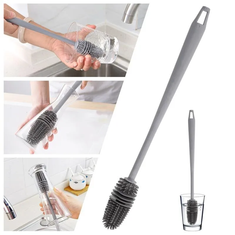 Silicone Cup Cleaning Brush with Long Handle – 360° No Dead Corner Bottle Scrubber for Baby Bottles, Thermos, Mugs & Glassware, Scratch-Free Kitchen Tool